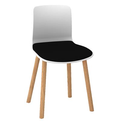 Dal Acti Wooden 4 Leg Chair White Shell Black Vinyl Premier Office
