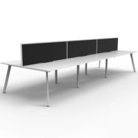 RAPIDLINE ETERNITY WORKSTATION 6 PERSON BACK TO BACK 1500 X 750MM WITH SCREEN NATURAL WHITE / WHITE SATIN