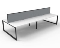 RAPID INFINITY DELUXE 4 PERSON LOOP LEG DOUBLE SIDED WORKSTATION 1800 X 750 X 730MM GREY SCREEN / NATURAL WHITE SCALLOP TOP / BLACK FRAME