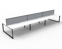 RAPID INFINITY DELUXE 6 PERSON LOOP LEG DOUBLE SIDED WORKSTATION 1200 X 750 X 730MM GREY SCREEN / NATURAL WHITE SCALLOP TOP / BLACK FRAME