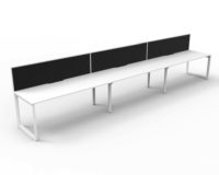 RAPID INFINITY DELUXE 3 PERSON LOOP LEG SINGLE SIDED WORKSTATION 1800 X 750 X 730MM BLACK SCREEN / NATURAL WHITE TOP / WHITE FRAME