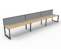 RAPID INFINITY DELUXE 3 PERSON LOOP LEG SINGLE SIDED WORKSTATION 1800 X 750 X 730MM GREY SCREEN / NATURAL OAK TOP / BLACK FRAME