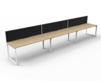 RAPID INFINITY DELUXE 3 PERSON LOOP LEG SINGLE SIDED WORKSTATION 1800 X 750 X 730MM BLACK SCREEN / NATURAL OAK TOP / WHITE FRAME
