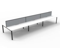 RAPID INFINITY DELUXE 6 PERSON PROFILE LEG DOUBLE SIDED WORKSTATION 1200 X 750 X 730MM GREY SCREEN / NATURAL WHITE TOP / BLACK FRAME