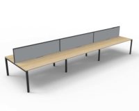 RAPID INFINITY DELUXE 6 PERSON PROFILE LEG DOUBLE SIDED WORKSTATION 1500 X 750 X 730MM GREY SCREEN / NATURAL OAK TOP / BLACK FRAME