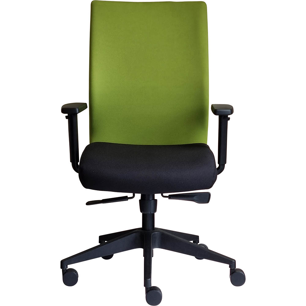 OLTA HIGH MESH BACK CHAIR WITH ARMS BASE BLACK AND COVER GREEN