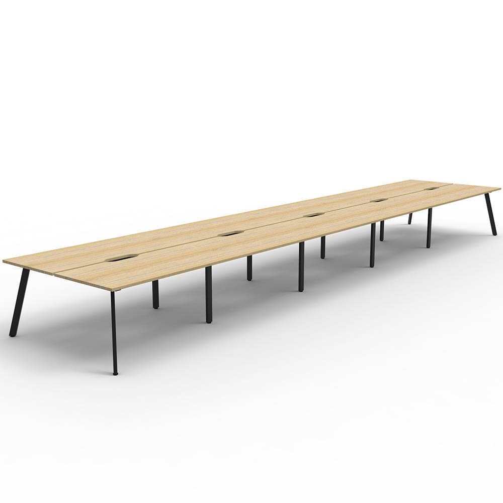 RAPIDLINE ETERNITY WORKSTATION 10 PERSON BACK TO BACK 1500 X 750MM NATURAL OAK / BLACK