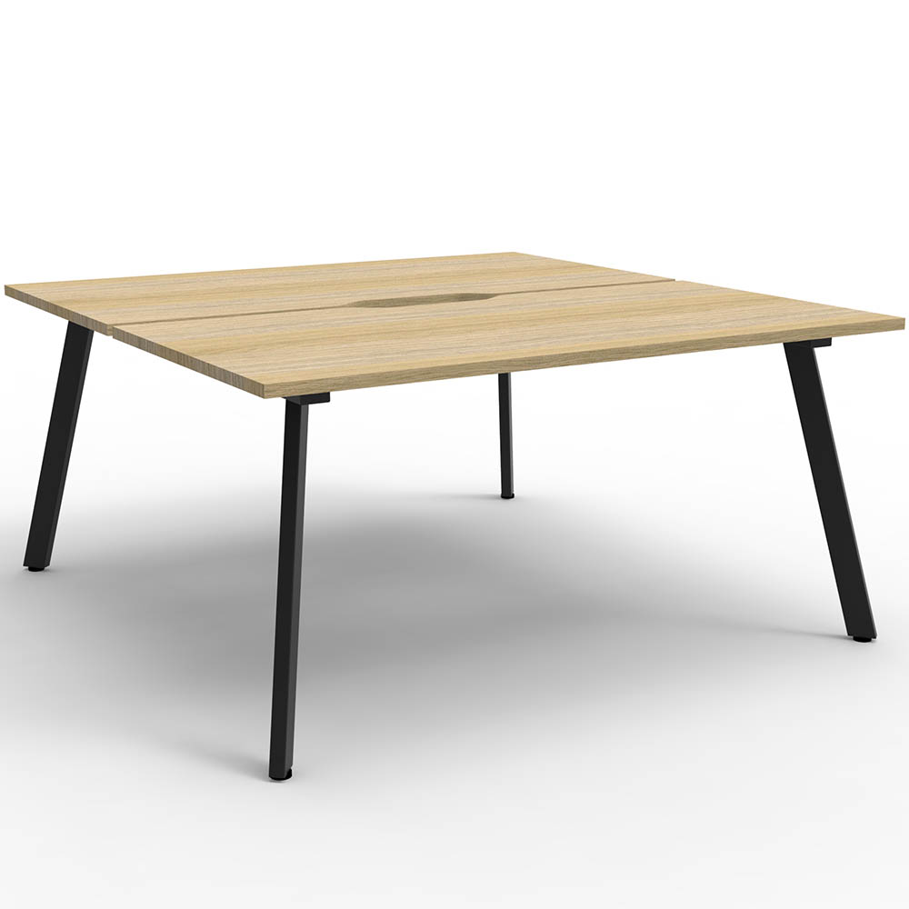 RAPIDLINE ETERNITY WORKSTATION 2 PERSON BACK TO BACK 1200 X 750MM NATURAL OAK / BLACK
