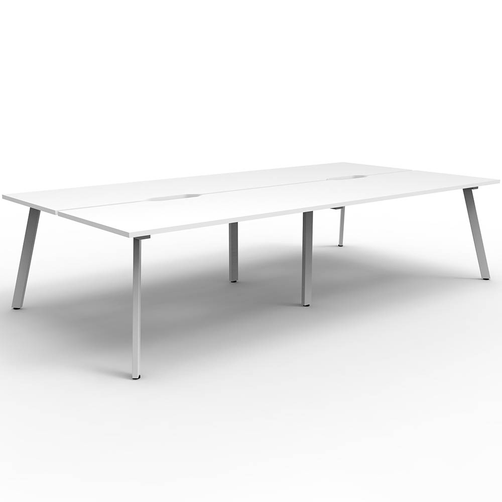 RAPIDLINE ETERNITY WORKSTATION 4 PERSON BACK TO BACK 1200 X 750MM NATURAL WHITE / WHITE SATIN