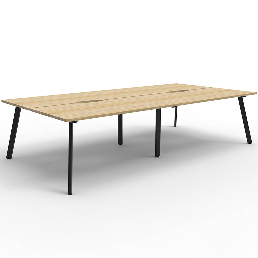 RAPIDLINE ETERNITY WORKSTATION 4 PERSON BACK TO BACK 1800 X 750MM NATURAL OAK / BLACK