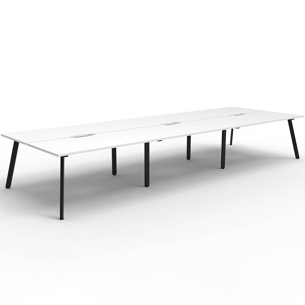 RAPIDLINE ETERNITY WORKSTATION 6 PERSON BACK TO BACK 1200 X 750MM NATURAL WHITE / BLACK