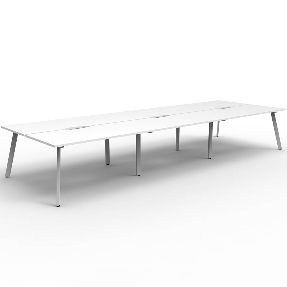 RAPIDLINE ETERNITY WORKSTATION 6 PERSON BACK TO BACK 1800 X 750MM NATURAL WHITE / WHITE SATIN