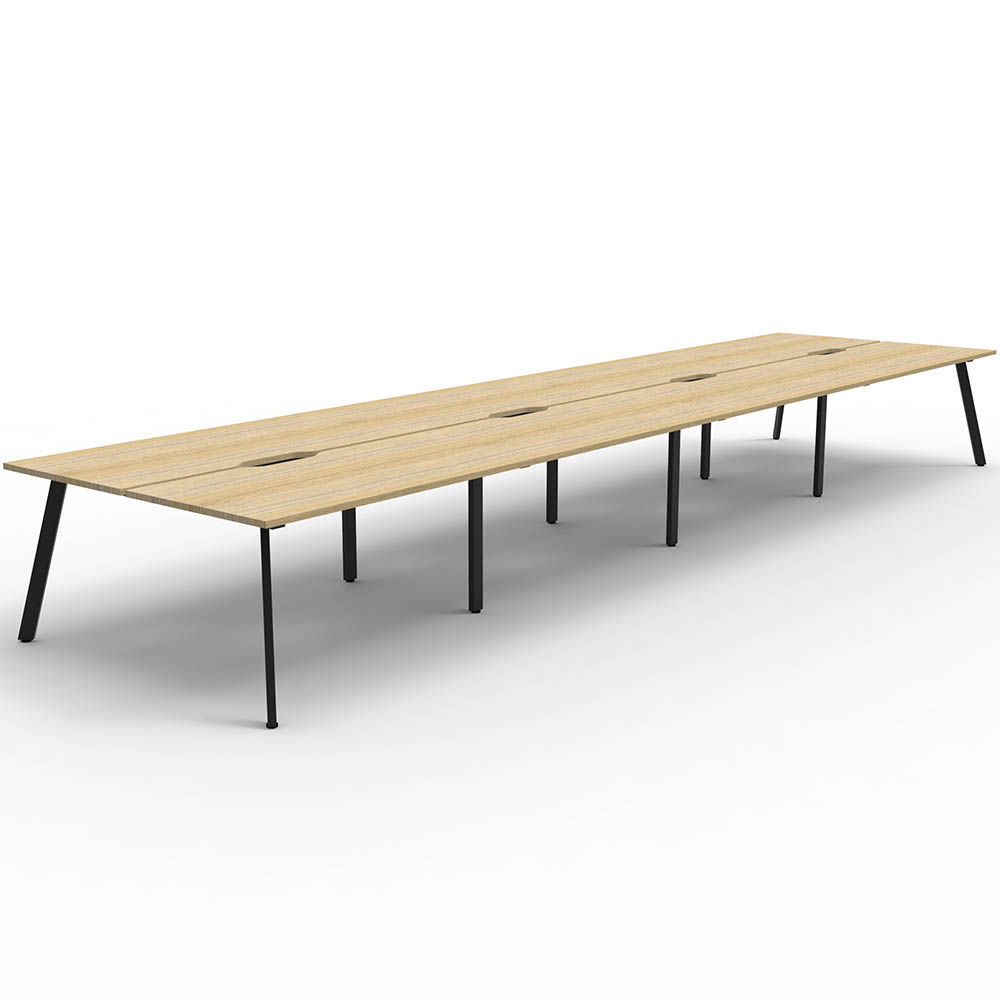 RAPIDLINE ETERNITY WORKSTATION 8 PERSON BACK TO BACK 1500 X 750MM NATURAL OAK / BLACK