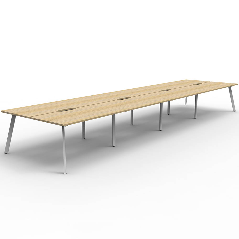 RAPIDLINE ETERNITY WORKSTATION 8 PERSON BACK TO BACK 1500 X 750MM NATURAL OAK / WHITE SATIN