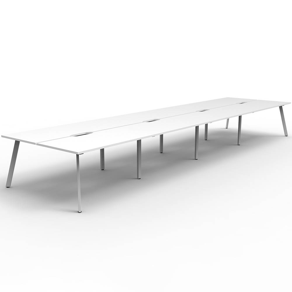 RAPIDLINE ETERNITY WORKSTATION 8 PERSON BACK TO BACK 1800 X 750MM NATURAL WHITE / WHITE SATIN