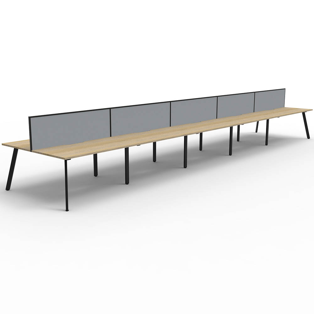 RAPIDLINE ETERNITY WORKSTATION 10 PERSON BACK TO BACK 1500 X 750MM WITH SCREEN NATURAL OAK / BLACK