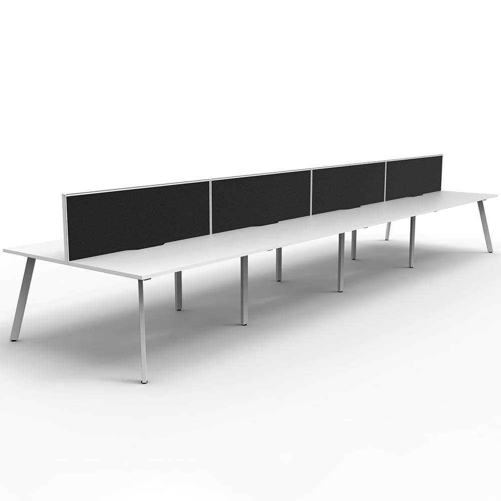 RAPIDLINE ETERNITY WORKSTATION 8 PERSON BACK TO BACK 1200 X 750MM WITH SCREEN NATURAL WHITE / WHITE SATIN