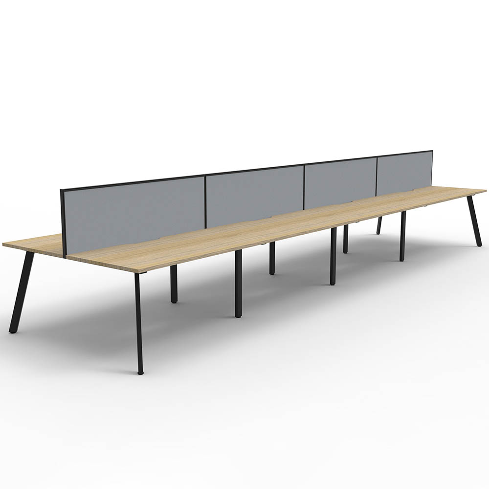RAPIDLINE ETERNITY WORKSTATION 8 PERSON BACK TO BACK 1500 X 750MM WITH SCREEN NATURAL OAK / BLACK