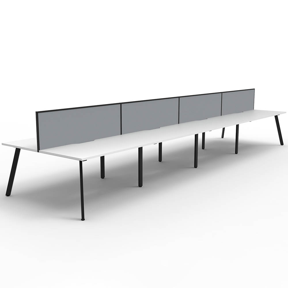 RAPIDLINE ETERNITY WORKSTATION 8 PERSON BACK TO BACK 1800 X 750MM WITH SCREEN NATURAL WHITE / BLACK