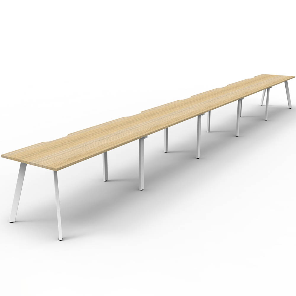 RAPIDLINE ETERNITY WORKSTATION 5 PERSON 1200 X 750MM NATURAL OAK / WHITE SATIN