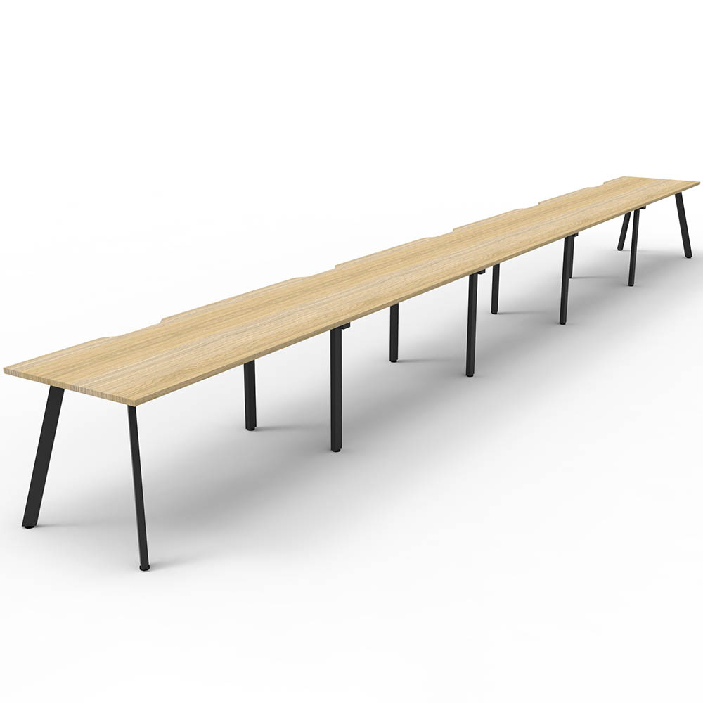 RAPIDLINE ETERNITY WORKSTATION 5 PERSON 1500 X 750MM NATURAL OAK / BLACK