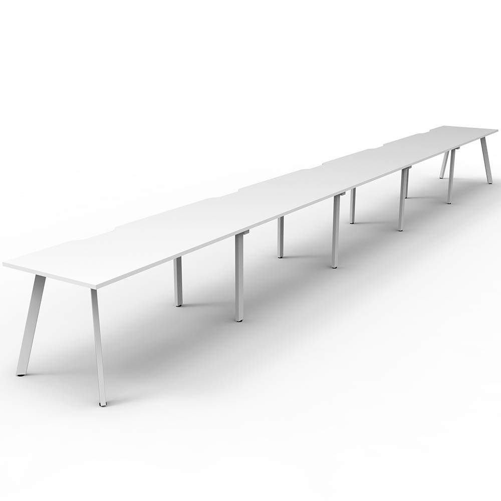 RAPIDLINE ETERNITY WORKSTATION 5 PERSON 1800 X 750MM NATURAL WHITE / WHITE SATIN