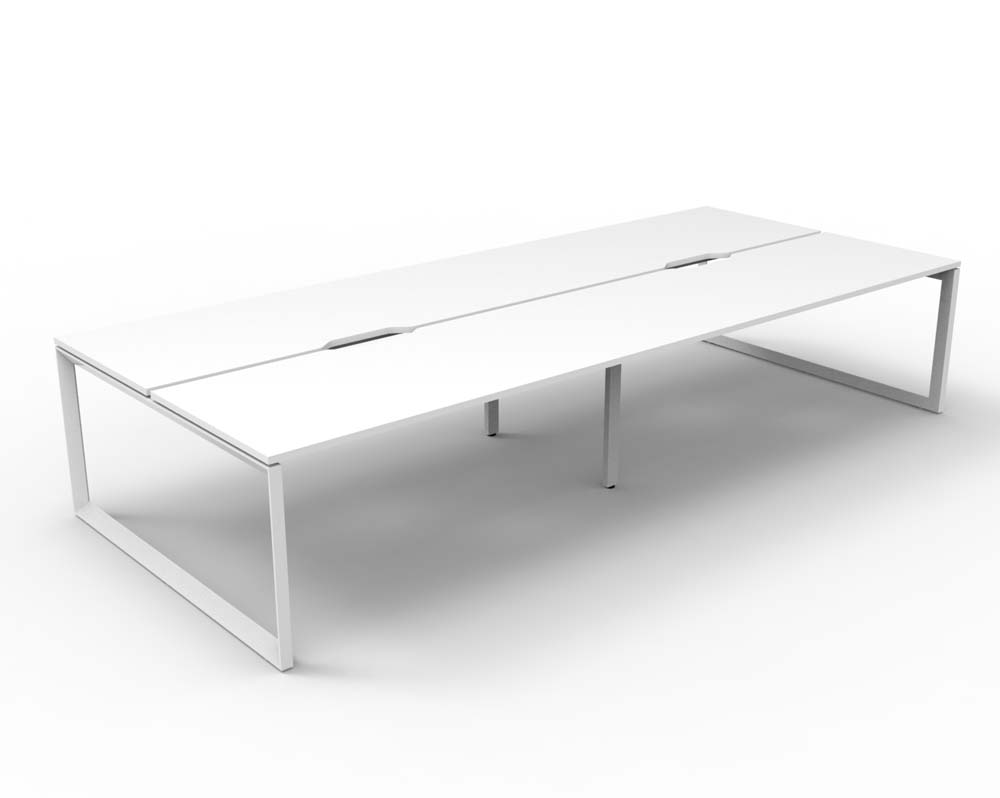 RAPID INFINITY DELUXE 4 PERSON LOOP LEG DOUBLE SIDED WORKSTATION 1500 X 750 X 730MM NATURAL WHITE SCALLOP TOP / WHITE FRAME
