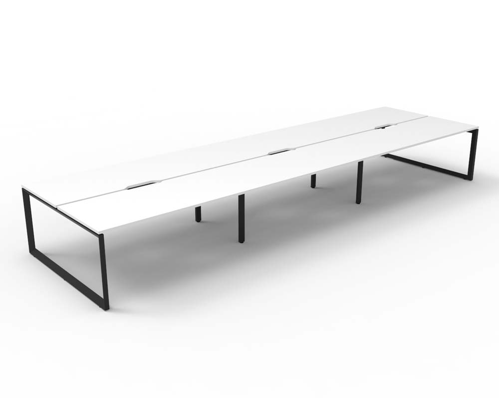 RAPID INFINITY DELUXE 6 PERSON LOOP LEG DOUBLE SIDED WORKSTATION 1500 X 750 X 730MM NATURAL WHITE SCALLOP TOP / BLACK FRAME