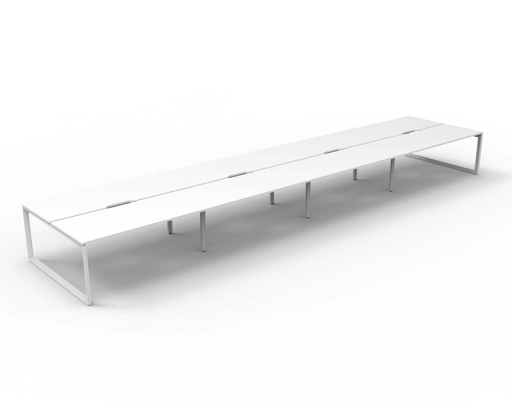 RAPID INFINITY DELUXE 8 PERSON LOOP LEG DOUBLE SIDED WORKSTATION 1500 X 750 X 730MM NATURAL WHITE SCALLOP TOP / WHITE FRAME