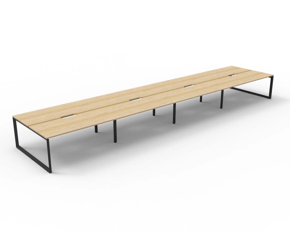 RAPID INFINITY DELUXE 8 PERSON LOOP LEG DOUBLE SIDED WORKSTATION 1500 X 750 X 730MM NATURAL OAK SCALLOP TOP / BLACK FRAME