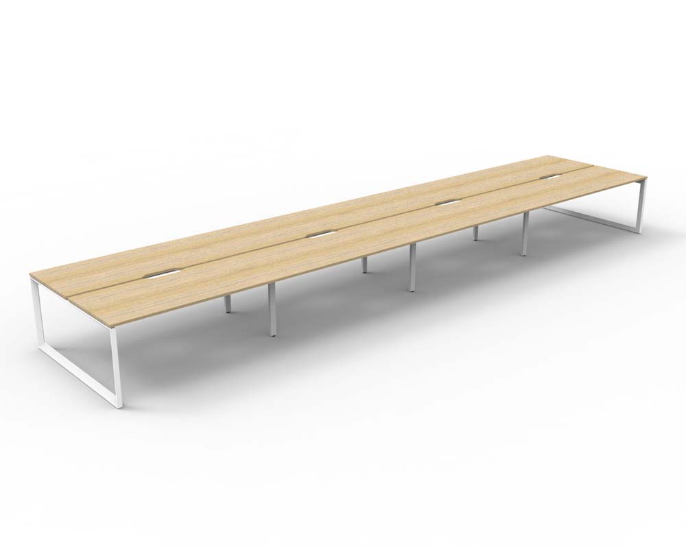 RAPID INFINITY DELUXE 8 PERSON LOOP LEG DOUBLE SIDED WORKSTATION 1500 X 750 X 730MM NATURAL OAK SCALLOP TOP / WHITE FRAME