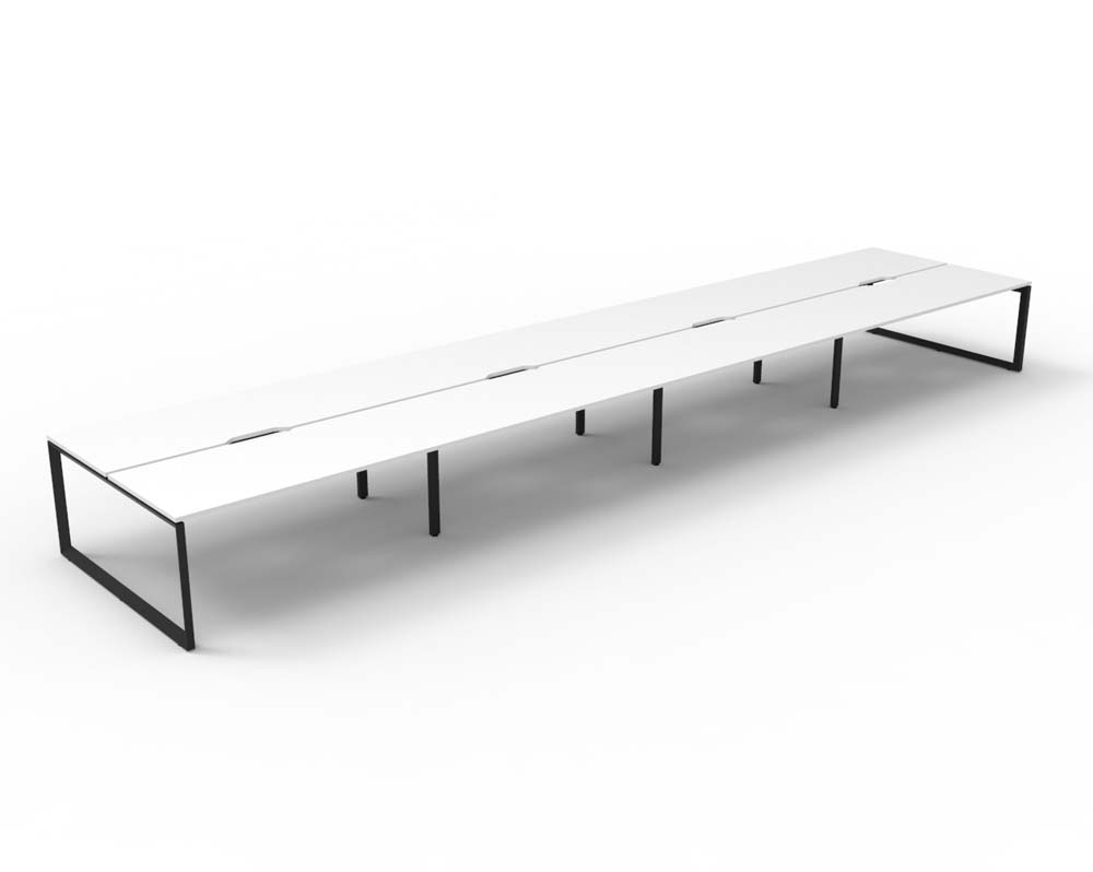 RAPID INFINITY DELUXE 8 PERSON LOOP LEG DOUBLE SIDED WORKSTATION 1800 X 750 X 730MM NATURAL WHITE SCALLOP TOP / BLACK FRAME