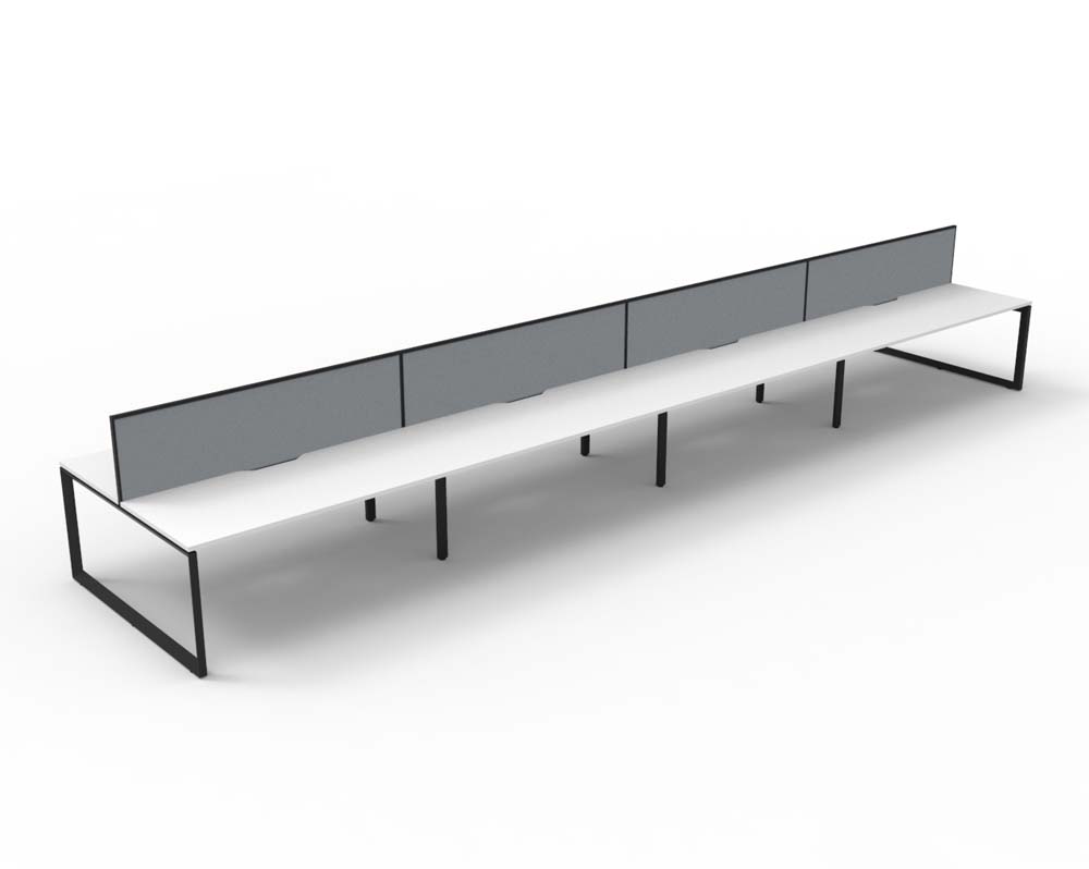 RAPID INFINITY DELUXE 8 PERSON LOOP LEG DOUBLE SIDED WORKSTATION 1800 X 750 X 730MM GREY SCREEN / NATURAL WHITE SCALLOP TOP / BLACK FRAME