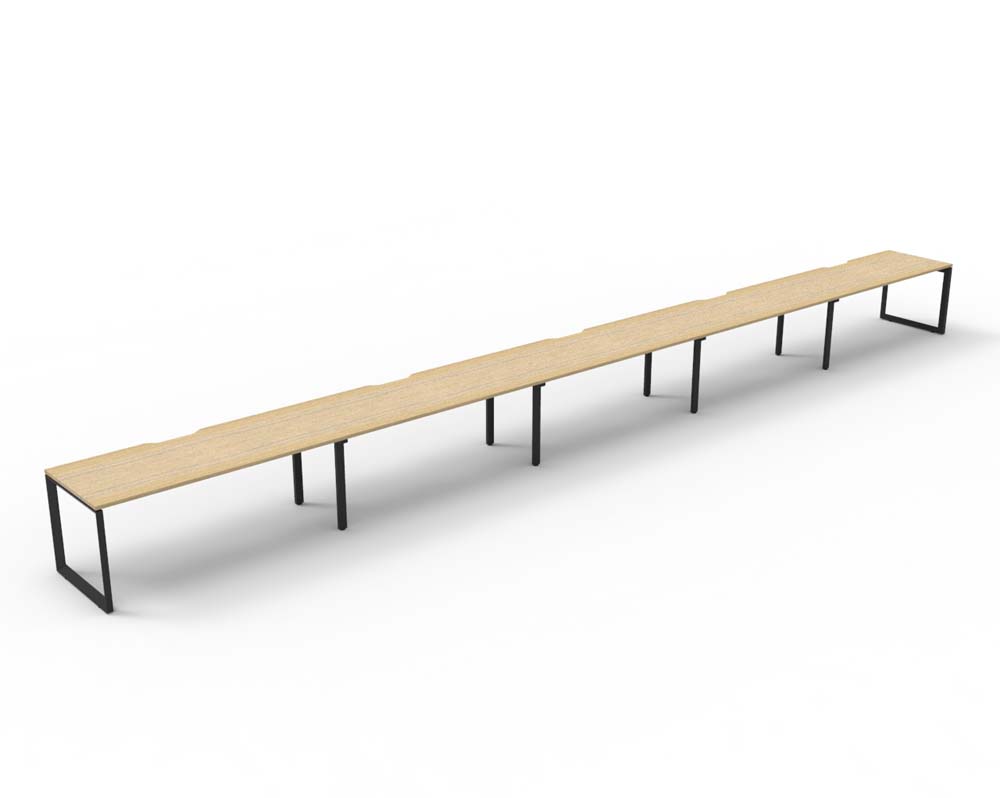 RAPID INFINITY DELUXE 5 PERSON LOOP LEG SINGLE SIDED WORKSTATION 1800 X 750 X 730MM NATURAL OAK TOP / BLACK FRAME