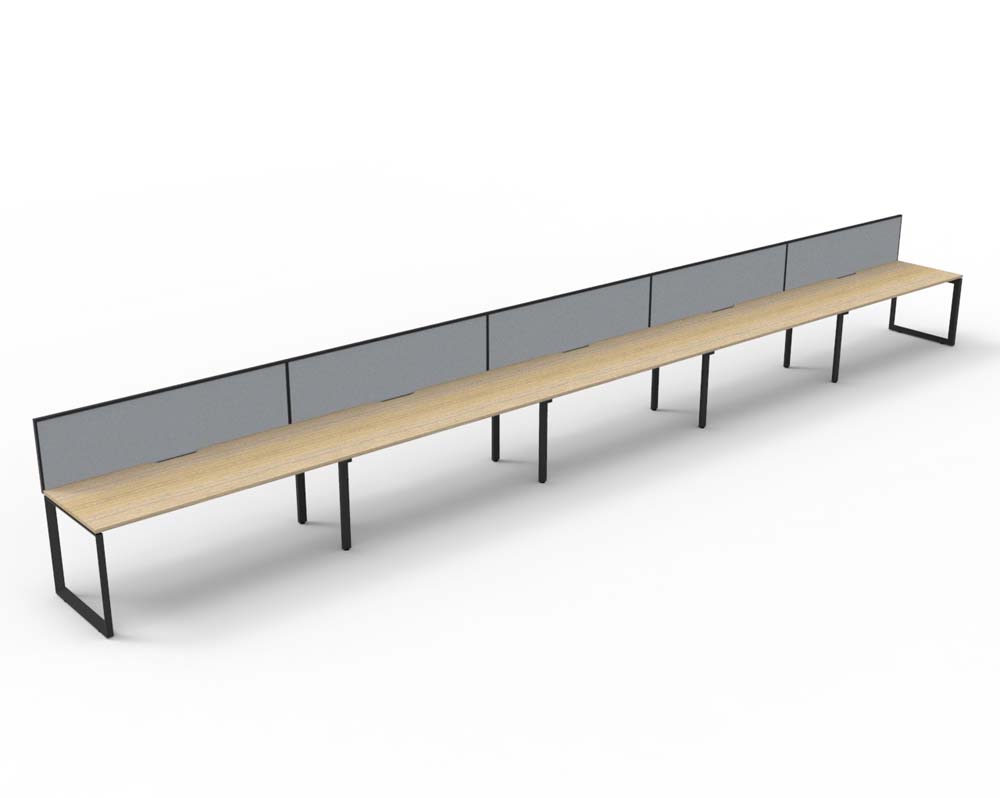 RAPID INFINITY DELUXE 5 PERSON LOOP LEG SINGLE SIDED WORKSTATION 1200 X 750 X 730MM GREY SCREEN / NATURAL OAK TOP / BLACK FRAME