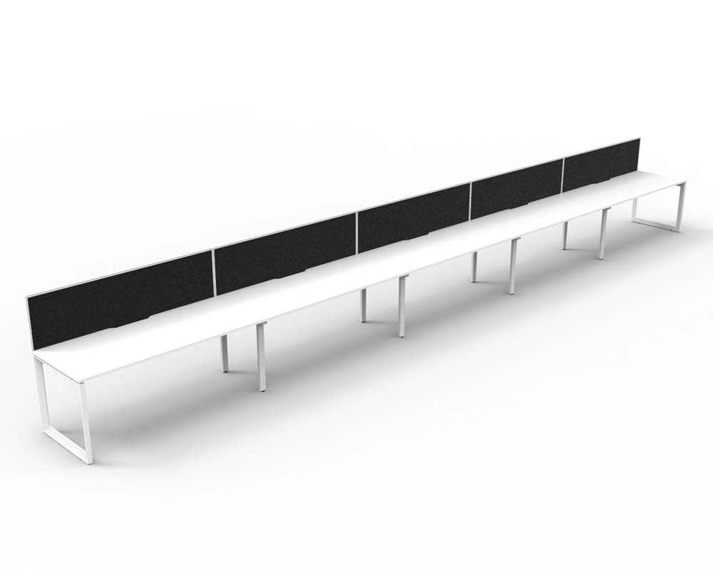 RAPID INFINITY DELUXE 5 PERSON LOOP LEG SINGLE SIDED WORKSTATION 1800 X 750 X 730MM BLACK SCREEN / NATURAL WHITE TOP / WHITE FRAME
