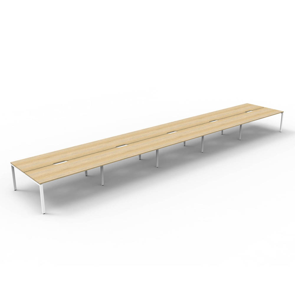 RAPID INFINITY DELUXE 10 PERSON PROFILE LEG DOUBLE SIDED WORKSTATION 1500 X 750 X 730MM NATURAL OAK TOP / WHITE FRAME