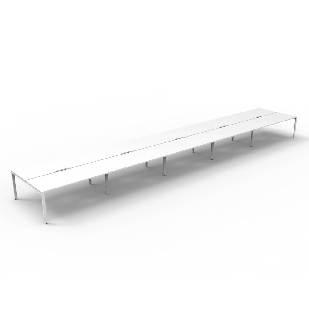RAPID INFINITY DELUXE 10 PERSON PROFILE LEG DOUBLE SIDED WORKSTATION 1800 X 750 X 730MM NATURAL WHITE TOP / WHITE FRAME
