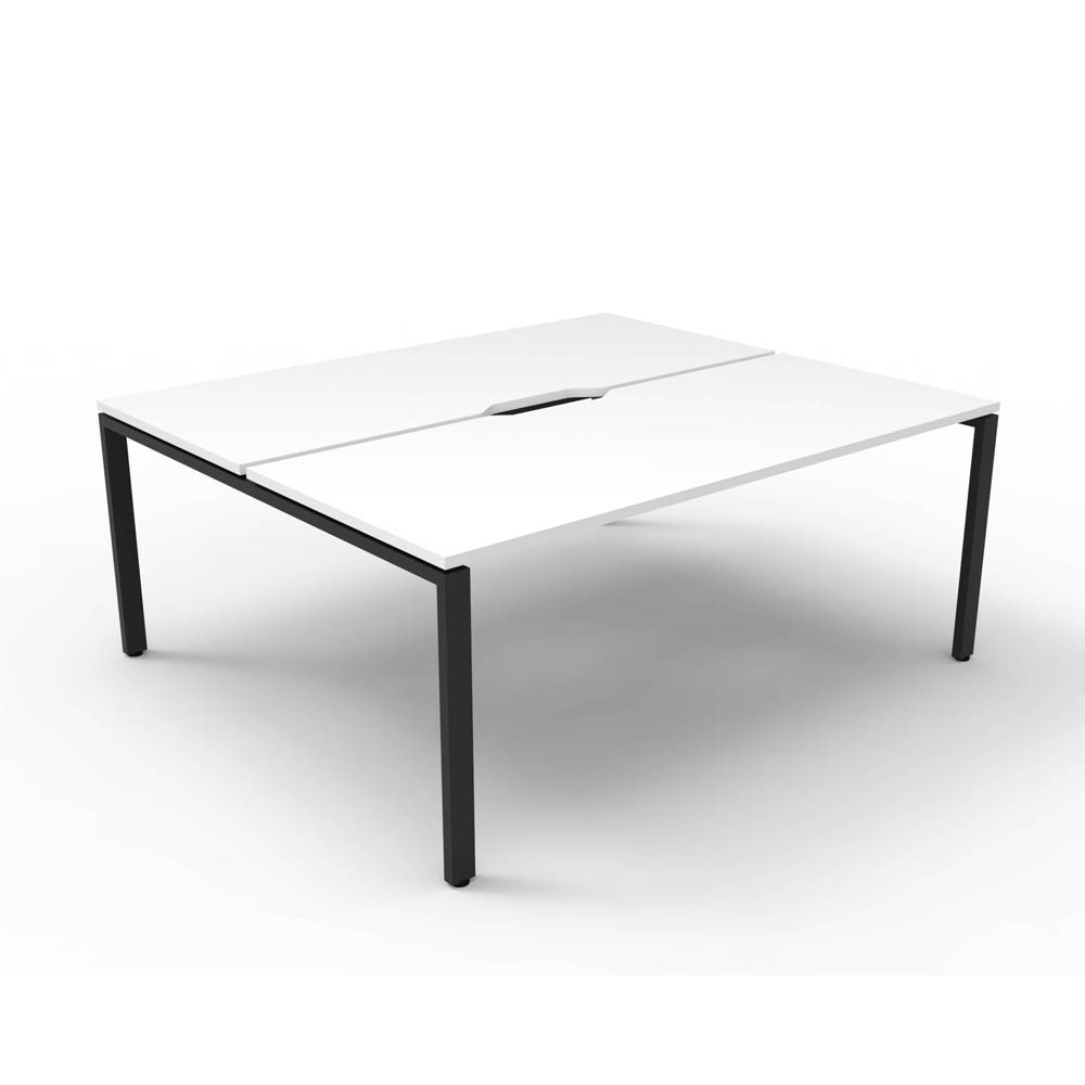 RAPID INFINITY DELUXE 2 PERSON PROFILE LEG DOUBLE SIDED WORKSTATION 1200 X 750 X 730MM NATURAL WHITE TOP / BLACK FRAME