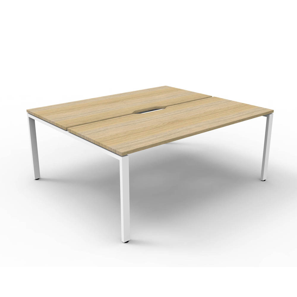 RAPID INFINITY DELUXE 2 PERSON PROFILE LEG DOUBLE SIDED WORKSTATION 1200 X 750 X 730MM NATURAL OAK TOP / WHITE FRAME
