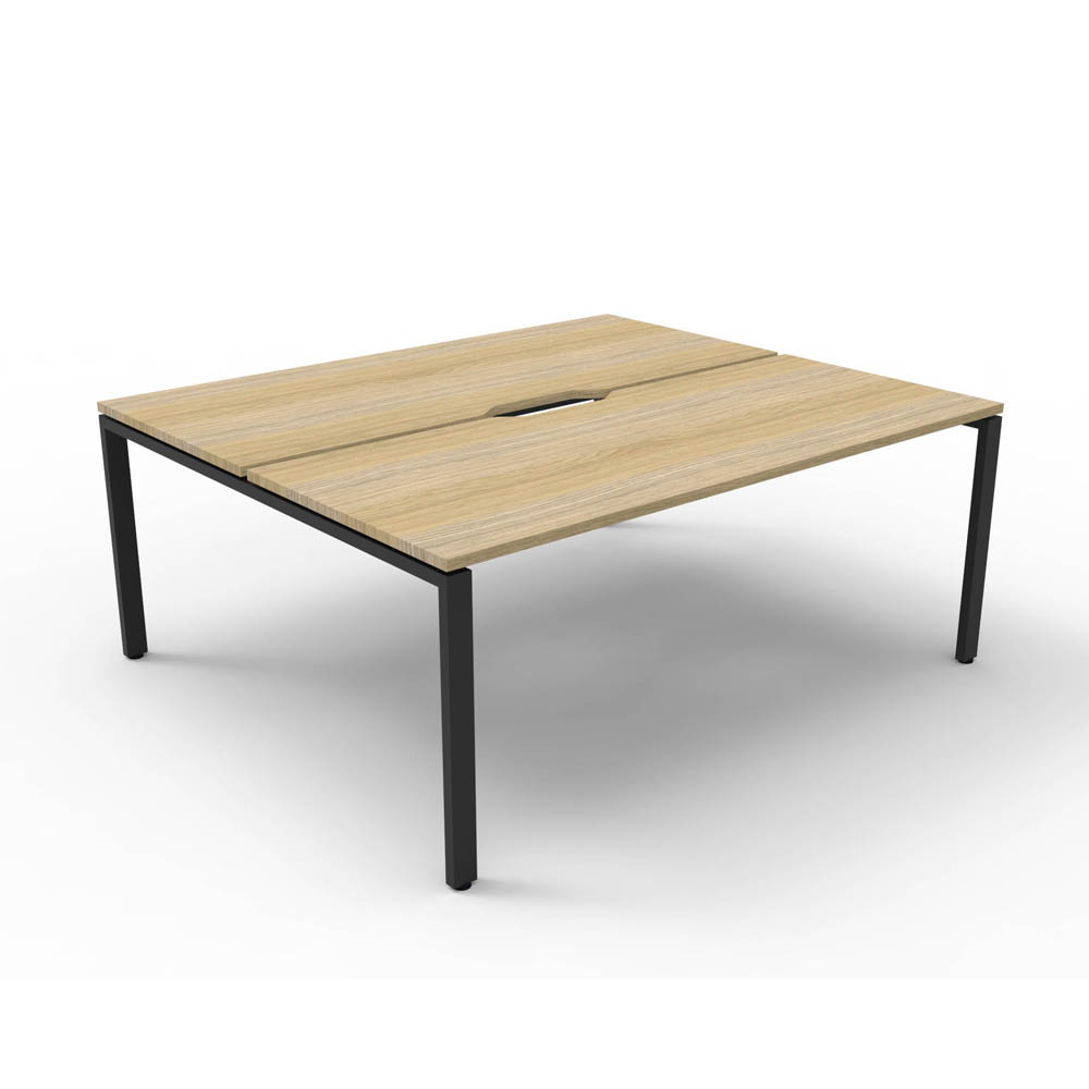 RAPID INFINITY DELUXE 2 PERSON PROFILE LEG DOUBLE SIDED WORKSTATION 1500 X 750 X 730MM NATURAL OAK TOP / BLACK FRAME
