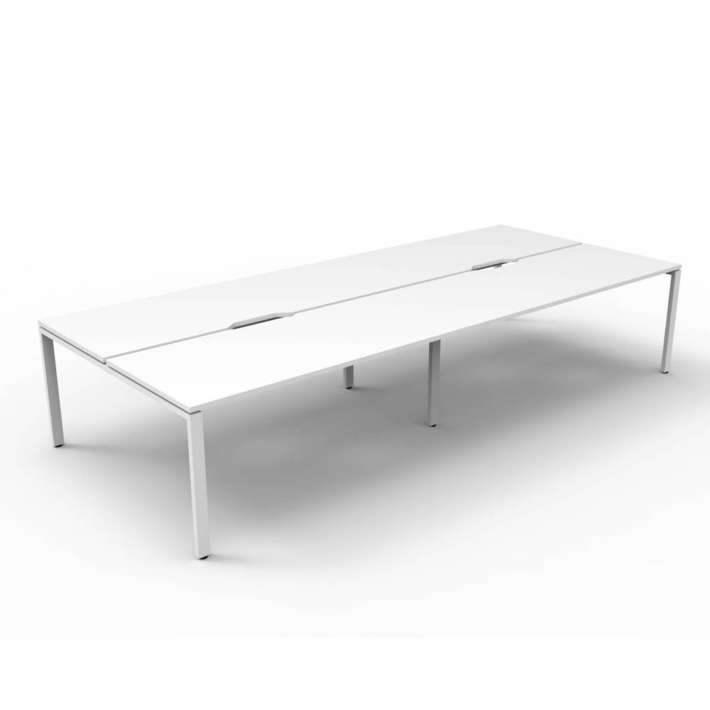 RAPID INFINITY DELUXE 4 PERSON PROFILE LEG DOUBLE SIDED WORKSTATION 1800 X 750 X 730MM NATURAL WHITE TOP / WHITE FRAME