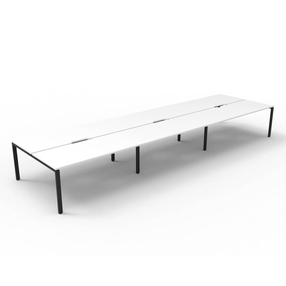 RAPID INFINITY DELUXE 6 PERSON PROFILE LEG DOUBLE SIDED WORKSTATION 1200 X 750 X 730MM NATURAL WHITE TOP / BLACK FRAME