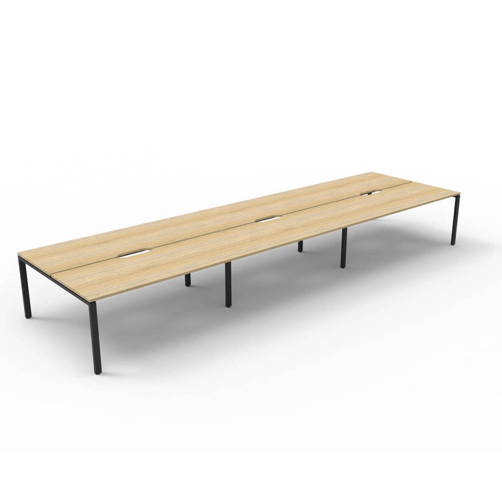 RAPID INFINITY DELUXE 6 PERSON PROFILE LEG DOUBLE SIDED WORKSTATION 1200 X 750 X 730MM NATURAL OAK TOP / BLACK FRAME