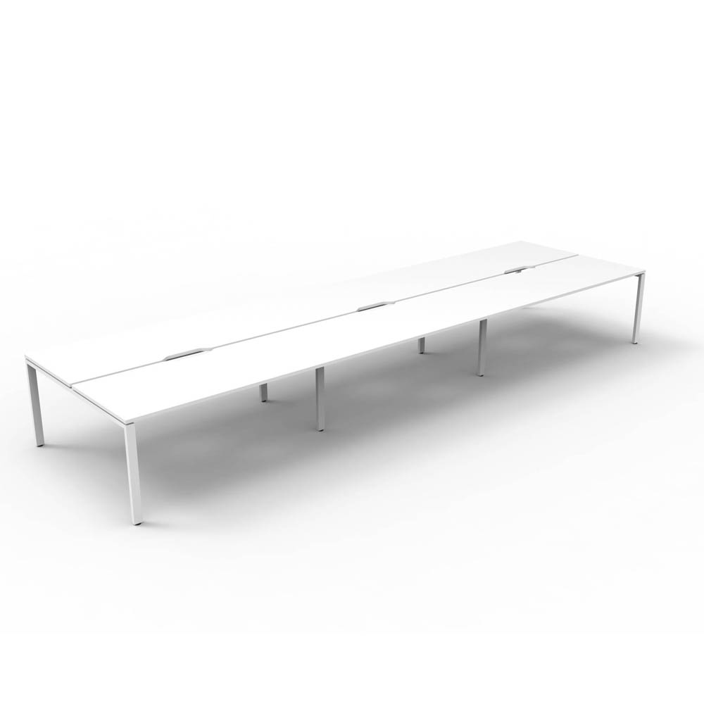 RAPID INFINITY DELUXE 6 PERSON PROFILE LEG DOUBLE SIDED WORKSTATION 1800 X 750 X 730MM NATURAL WHITE TOP / WHITE FRAME