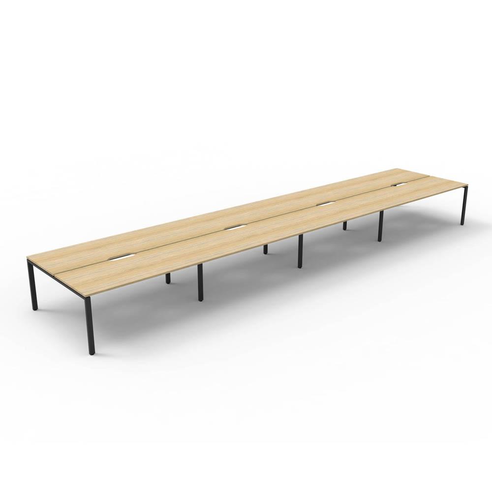 RAPID INFINITY DELUXE 8 PERSON PROFILE LEG DOUBLE SIDED WORKSTATION 1500 X 750 X 730MM NATURAL OAK TOP / BLACK FRAME