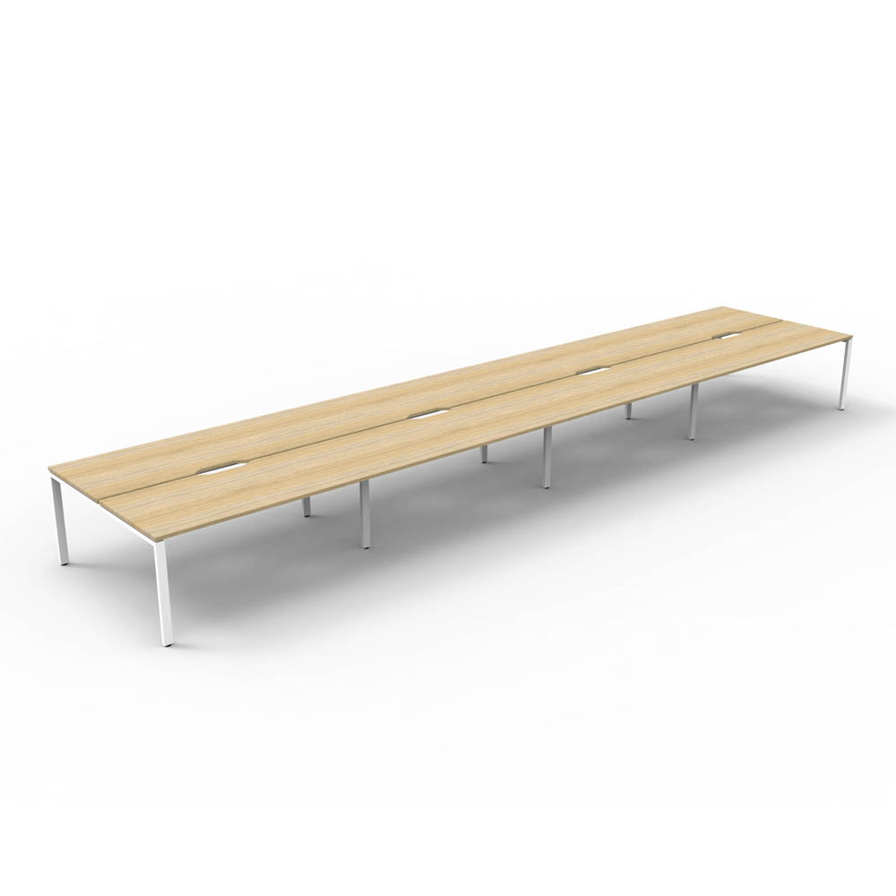 RAPID INFINITY DELUXE 8 PERSON PROFILE LEG DOUBLE SIDED WORKSTATION 1500 X 750 X 730MM NATURAL OAK TOP / WHITE FRAME