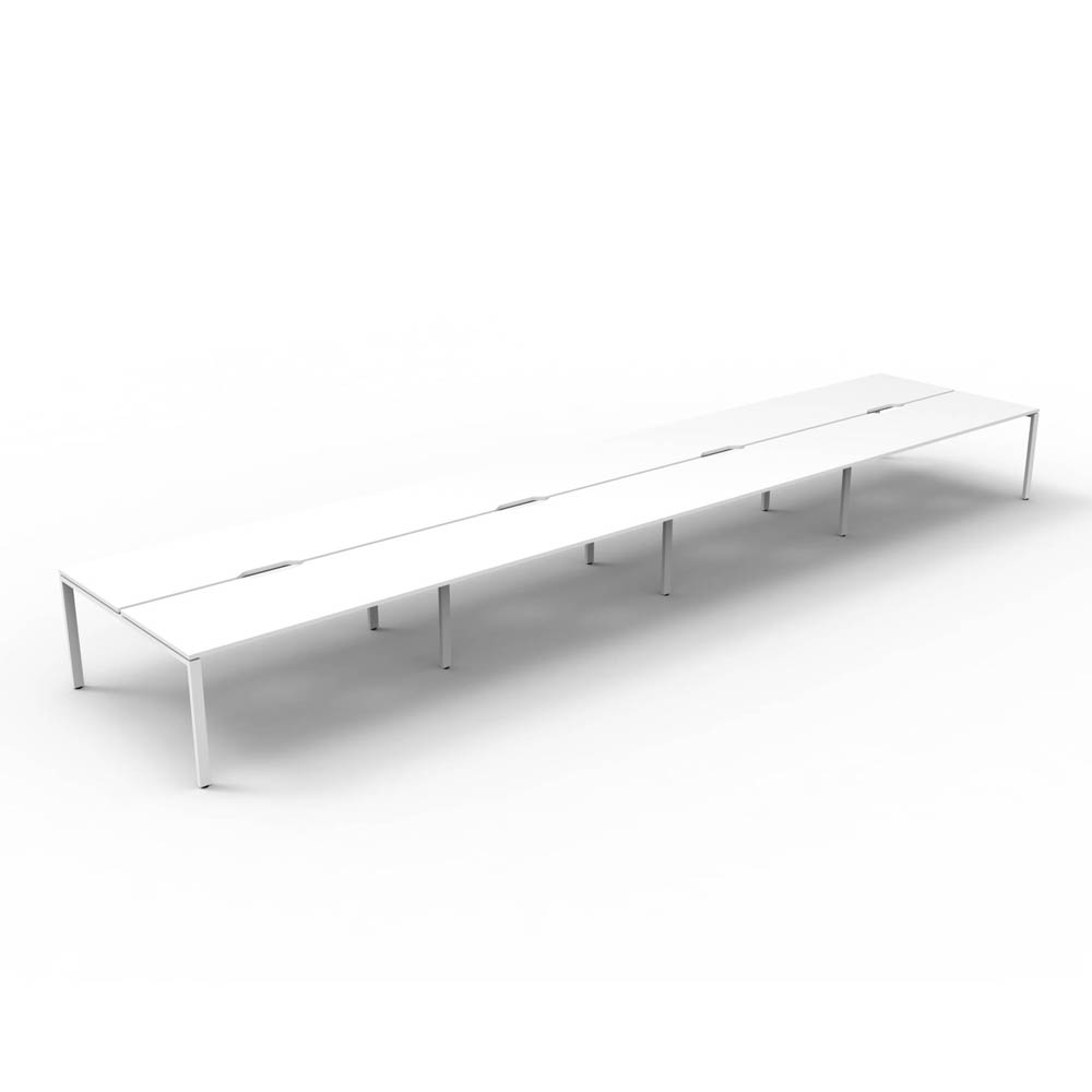RAPID INFINITY DELUXE 8 PERSON PROFILE LEG DOUBLE SIDED WORKSTATION 1800 X 750 X 730MM NATURAL WHITE TOP / WHITE FRAME