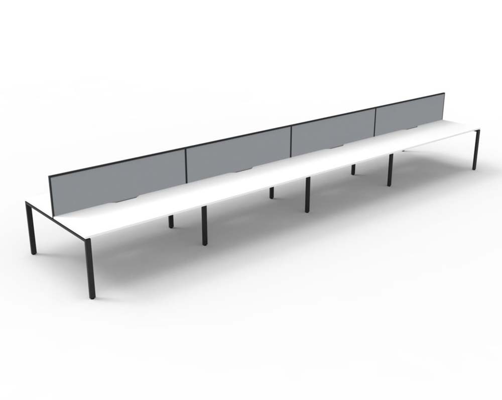 RAPID INFINITY DELUXE 8 PERSON PROFILE LEG DOUBLE SIDED WORKSTATION 1800 X 750 X 730MM GREY SCREEN / NATURAL WHITE TOP / BLACK FRAME