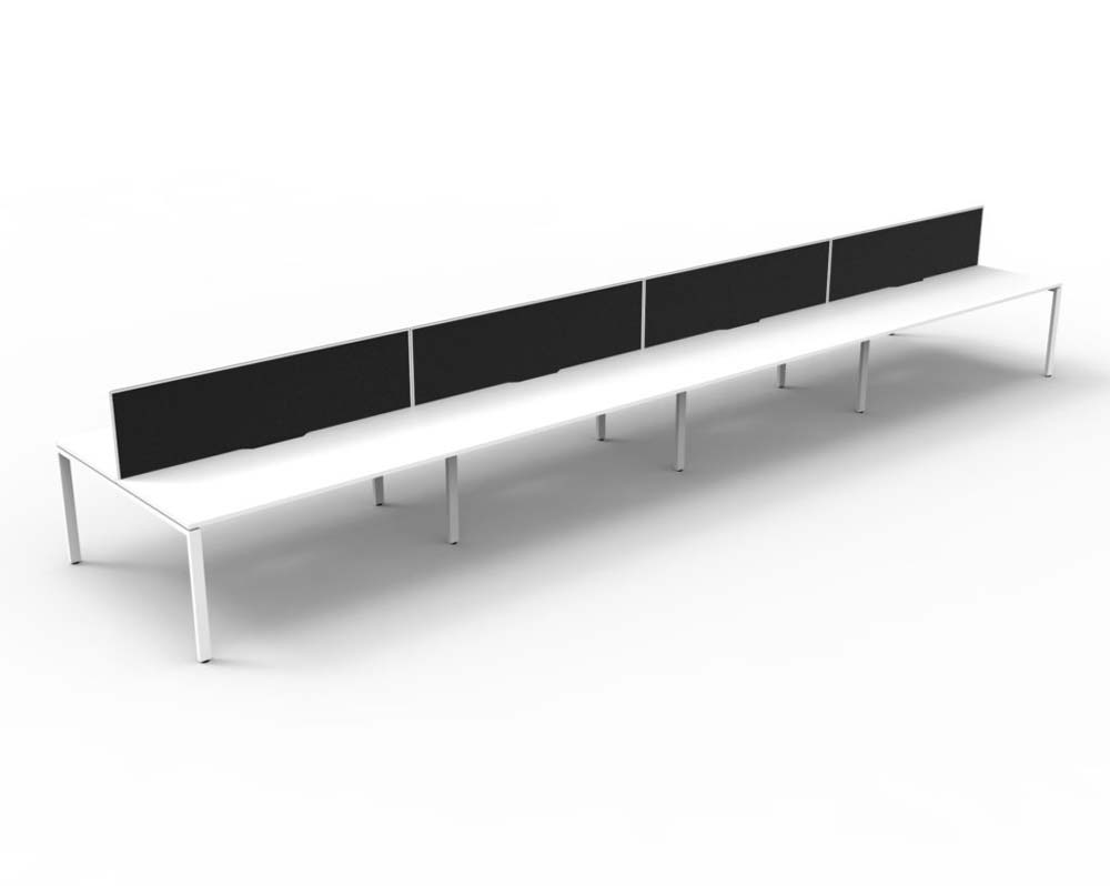 RAPID INFINITY DELUXE 8 PERSON PROFILE LEG DOUBLE SIDED WORKSTATION 1800 X 750 X 730MM BLACK SCREEN / NATURAL WHITE TOP / WHITE FRAME